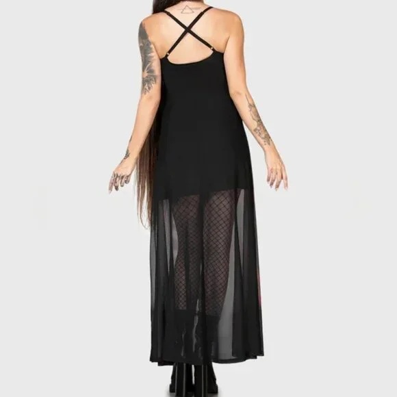 Killstar X Carrie Warned Red & Black Plus Size Maxi Dress XXL NWT - Picture 3 of 3